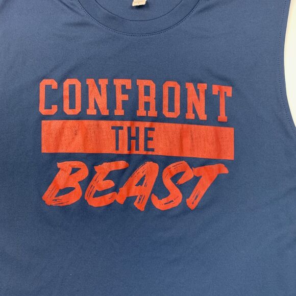 Doug Wood Tank Top Mens L Large Navy Confront The Beast Sleeveless Workout Gym - Picture 3 of 10